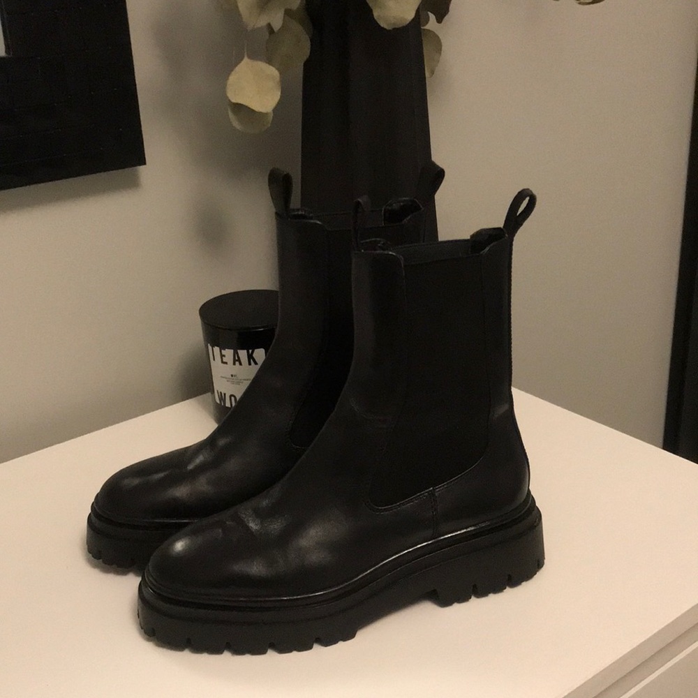 Zara Leather Lug Boots - Worn Once!